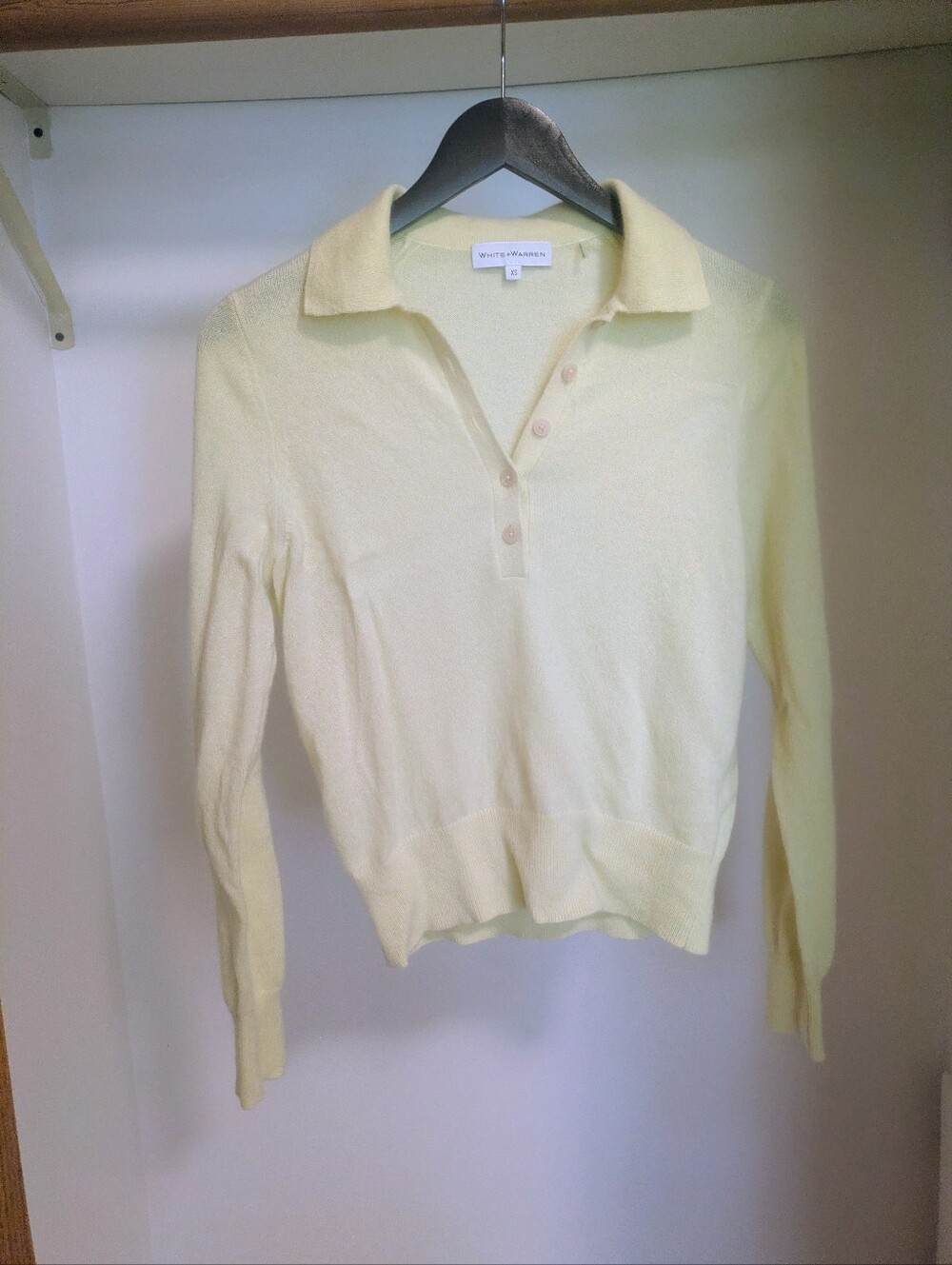 White + Warren 100% Cashmere polo top sweater lemonade yellow Size xs